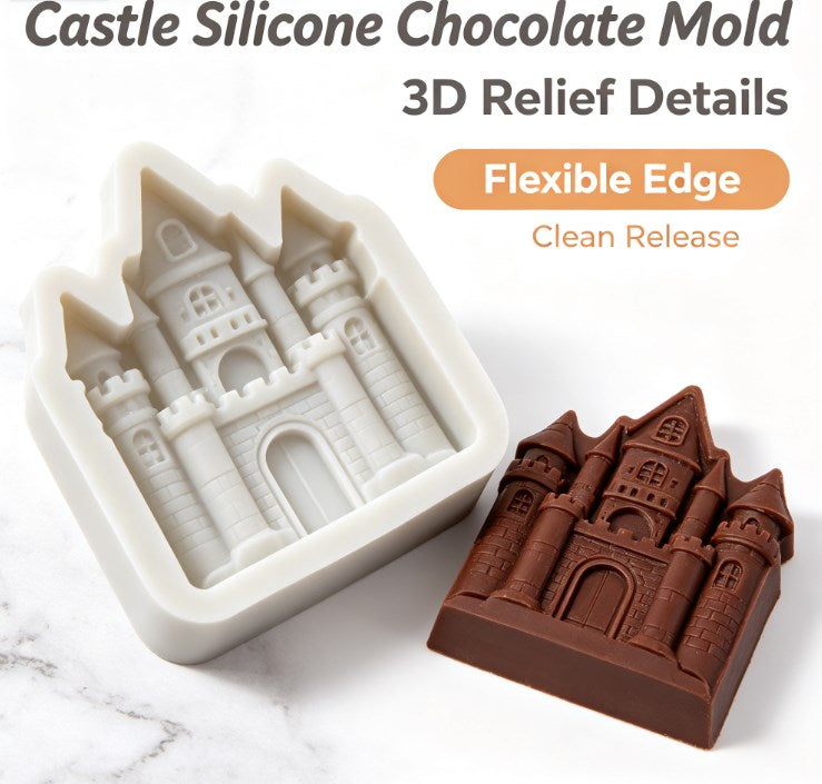 Mini Vintage Castle Silicone Molds - 4-Piece Set for Fondant, Chocolate, Cake Decorating, Soap & Resin - Food-Grade, Non-Stick, Easy Release Architecture Mold for DIY Crafting and Baking