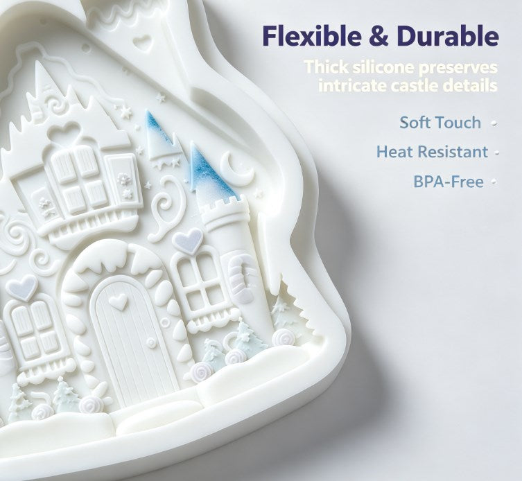 3D Fairy Tale Gingerbread House Silicone Mold - Whimsical Winter Cottage & Castle Mold for Handmade Soap, Chocolate, Candle, Resin, Cake Decorating & Holiday DIY Crafts