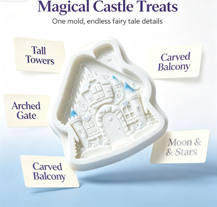3D Fairy Tale Gingerbread House Silicone Mold - Whimsical Winter Cottage & Castle Mold for Handmade Soap, Chocolate, Candle, Resin, Cake Decorating & Holiday DIY Crafts