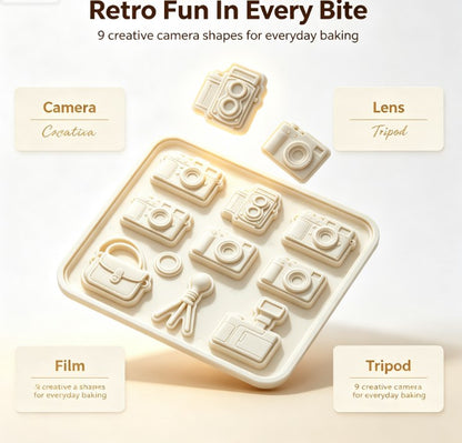 Camera Themed Silicone Baking Mold - Vintage Retro Cameras, Tripod, Bag & Lens Cavities - Food-Grade Non-Stick Chocolate, Fondant, Candy, and Resin Mold for DIY Crafting, Cake Decorating & Photography Lovers