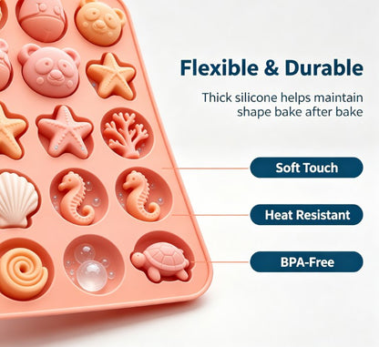 Create Magic in the Kitchen: Premium 3D Ocean & Animal Silicone Mold for Baking, Soap, and Crafts