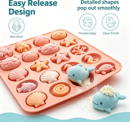 Create Magic in the Kitchen: Premium 3D Ocean & Animal Silicone Mold for Baking, Soap, and Crafts