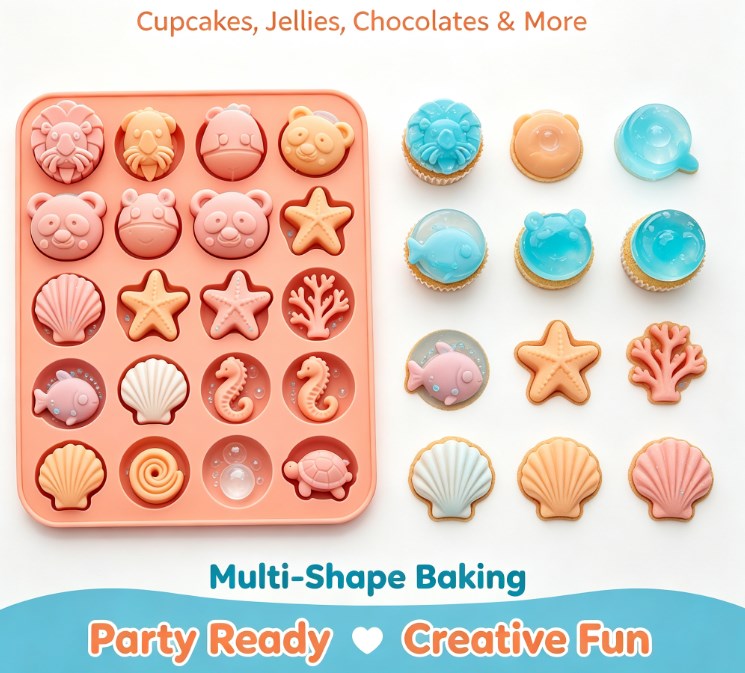 Create Magic in the Kitchen: Premium 3D Ocean & Animal Silicone Mold for Baking, Soap, and Crafts