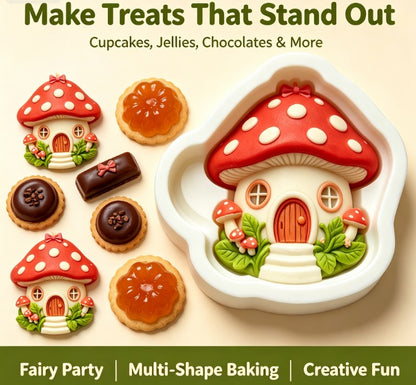 Fairy Tale Mushroom House Silicone Mold - 3D Cute Toadstool Cottage Fondant, Chocolate, Candy, and Soap Mold - Food-Grade Non-Stick Baking Tool for Cake Decorating, Parties & DIY Crafting