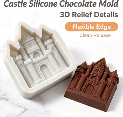 Mini Vintage Castle Silicone Molds - 4-Piece Set for Fondant, Chocolate, Cake Decorating, Soap & Resin - Food-Grade, Non-Stick, Easy Release Architecture Mold for DIY Crafting and Baking