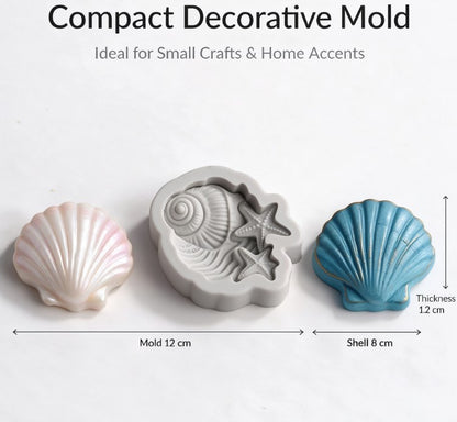 Ocean Theme Seashell & Starfish Silicone Mold - 3D Marine Conch Shell Mold for Soap, Candle, Resin Crafts, Fondant, Chocolate & Coastal DIY Home Decor