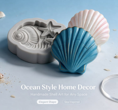 Ocean Theme Seashell & Starfish Silicone Mold - 3D Marine Conch Shell Mold for Soap, Candle, Resin Crafts, Fondant, Chocolate & Coastal DIY Home Decor