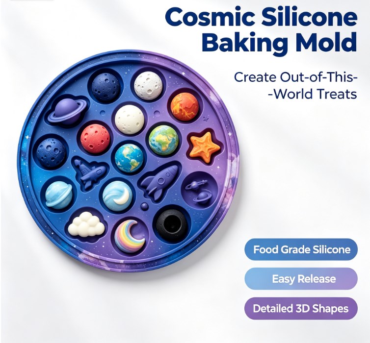 Silicone Planet Mold - 15-in-1 Space Adventure Chocolate & Candy Mold - Food-Grade & Non-Stick - Perfect for DIY Baking, Kids' Birthdays & Educational Treats