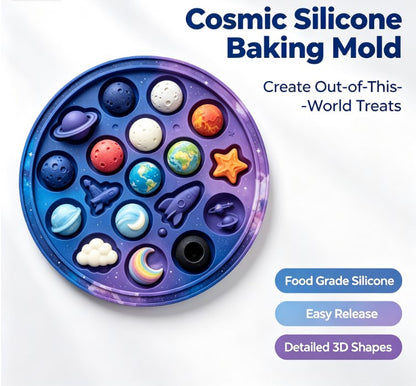 Silicone Planet Mold - 15-in-1 Space Adventure Chocolate & Candy Mold - Food-Grade & Non-Stick - Perfect for DIY Baking, Kids' Birthdays & Educational Treats