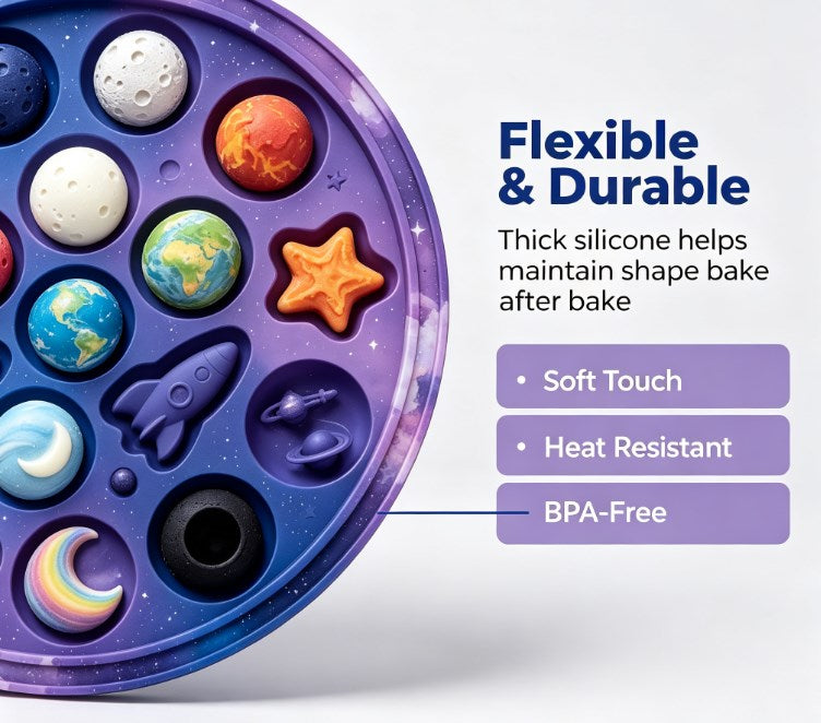 Silicone Planet Mold - 15-in-1 Space Adventure Chocolate & Candy Mold - Food-Grade & Non-Stick - Perfect for DIY Baking, Kids' Birthdays & Educational Treats