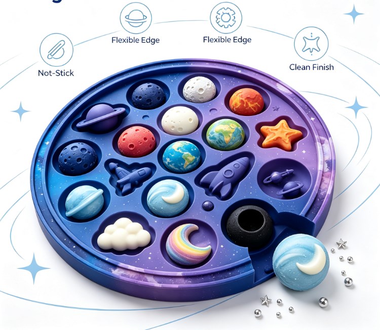 Silicone Planet Mold - 15-in-1 Space Adventure Chocolate & Candy Mold - Food-Grade & Non-Stick - Perfect for DIY Baking, Kids' Birthdays & Educational Treats