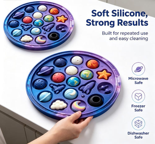 Silicone Planet Mold - 15-in-1 Space Adventure Chocolate & Candy Mold - Food-Grade & Non-Stick - Perfect for DIY Baking, Kids' Birthdays & Educational Treats